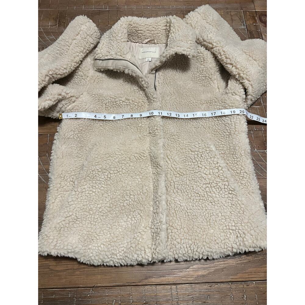 Aéropostale Solid Fuzzy Fleece Jacket Size Small Oversized Collar Pockets - Picture 4 of 8